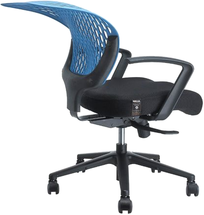 Airopedic chair with blue mesh backrest