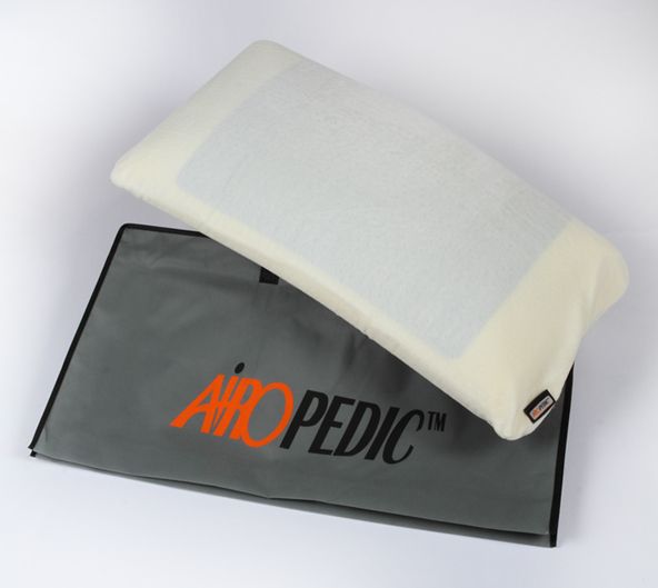 The Airopedic gel pillow with its branded removable cover