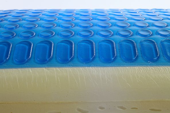 Macro view of the cooling gel layer on an Airopedic pillow