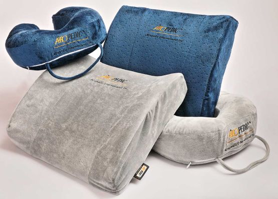 Airopedic travel gear set with neck pillow and lumbar back rest