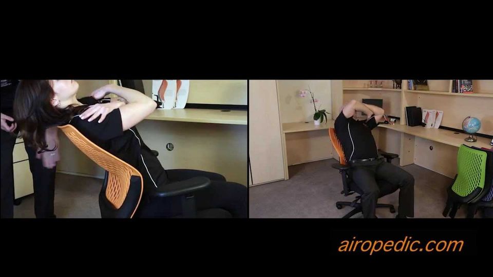 Upper back exercise demonstrated in an Airopedic chair
